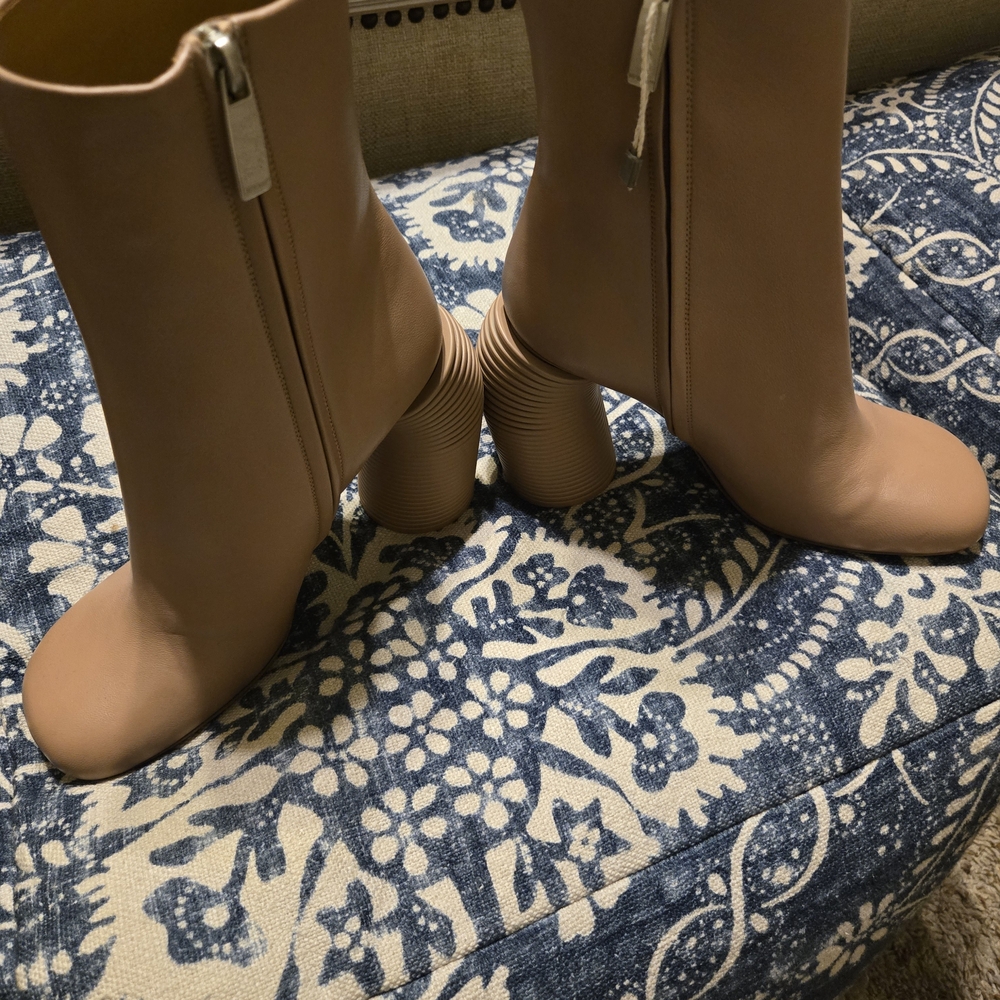 Off-White Beige Heeled Boots